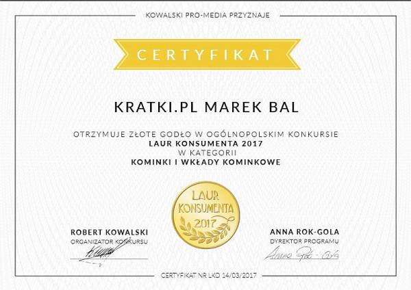 Laur Konsumenta 2017 dla firmy Kratki.pl
