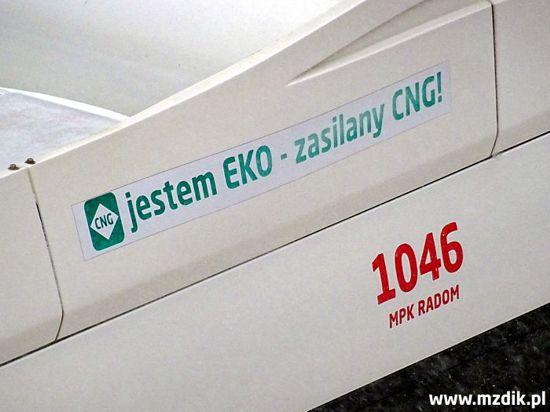 Oznakowanie radomskiego autobusu zasilanego CNG