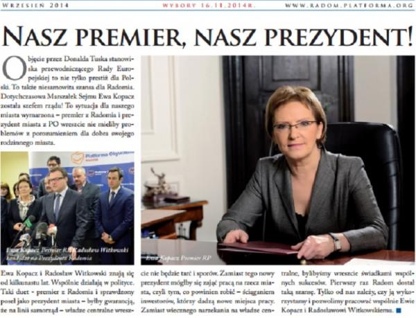 Główny artykuł gazety PO