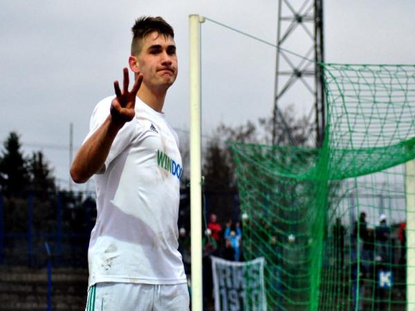 Szymon Stanisławki po swojej trzeciej bramce ze Świtem. Foto: radomiak.pl